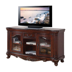 The Remington TV stand classic style will blend masterfully in your living room area. The storage feature offers plenty of space to keep your entertainment components: two glass doors, two media compartments, and one top drawer. Carefully constructed from