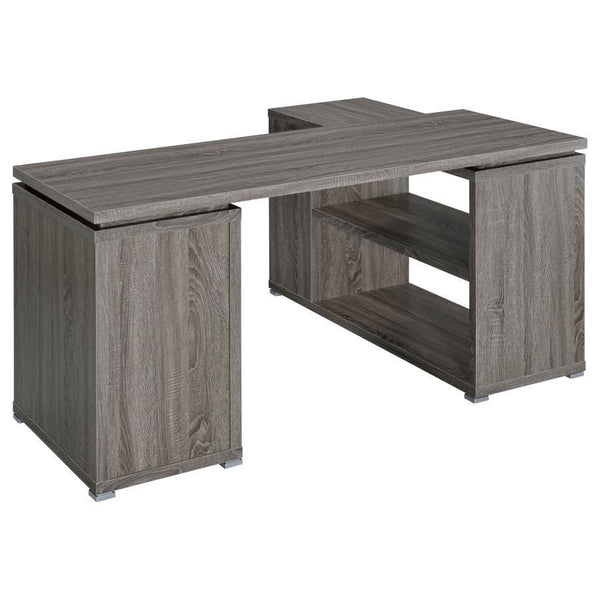 Yvette - 3-Drawer L-Shape Computer Desk - Weathered Gray