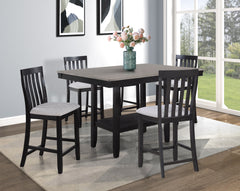 This counter-height dining group marries modern sophistication with casual dining. The ensemble includes a robust table in a 2 toned finish that brings a bold statement to your dining space. The clean lines and solid construction reflect contemporary desi