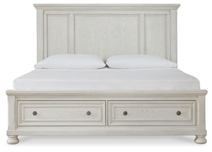 Robbinsdale - Antique White - Queen Panel Storage Bed
