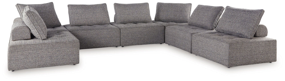 This sectional seeks to bring serenity to your outdoor seating area. Channeling Japandi and casual contemporary aesthetics, its low profile encourages laid-back living without sacrificing sophistication. The included back cushions complete moments of tran