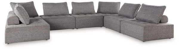 This sectional seeks to bring serenity to your outdoor seating area. Channeling Japandi and casual contemporary aesthetics, its low profile encourages laid-back living without sacrificing sophistication. The included back cushions complete moments of tran