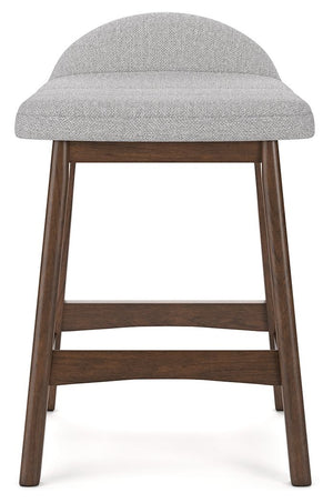 Lyncott - Light Gray / Brown - Upholstered Barstool (Set of 2)