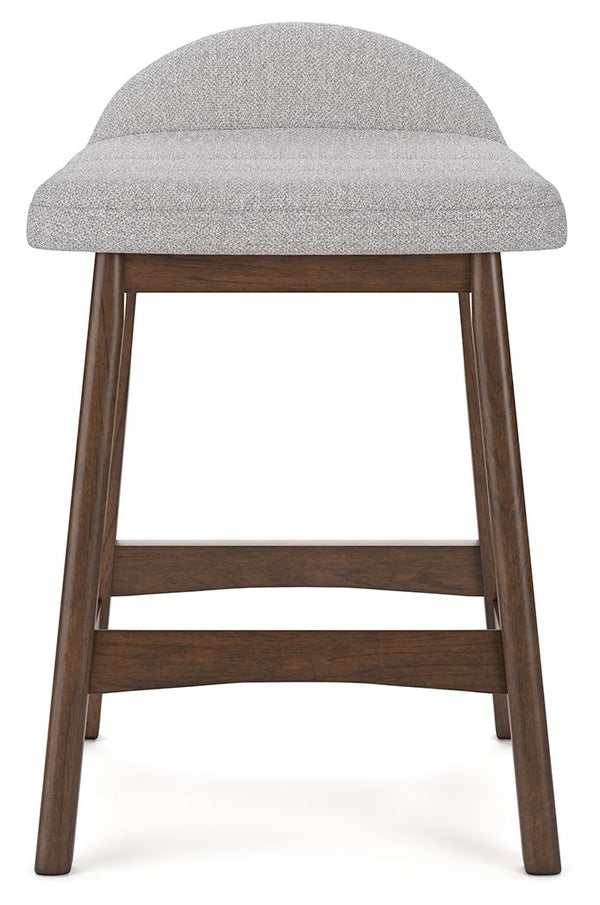 Lyncott - Light Gray / Brown - Upholstered Barstool (Set of 2)