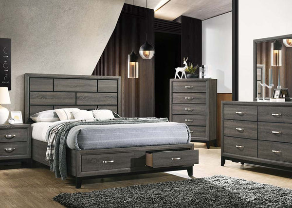 Valdemar - Eastern King Bed - Weathered Gray - 55"