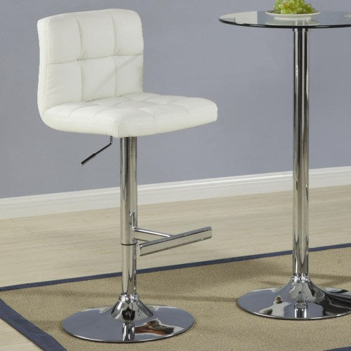 Bar Units and Bar Tables Contemporary Adjustable Cream Stool with Padded Straight Line Back