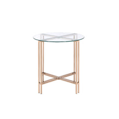 Veises - End Table - Champagne - 24-"<br/><br/><b>Product Features</b><ul><li>Case: 1Pc/1Ctn</li><li>Finish: Champagne</li><li>Style: Contemporary</li><li>Materials: Metal, Glass</li></ul><br/>