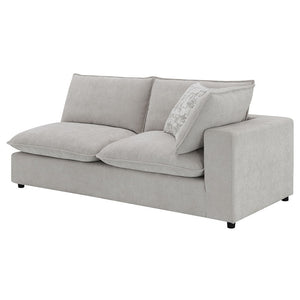 Marisa - Modular RF Loveseat With 2 Pillows - Beige Boucle<br/><br/><b>Product Features</b><ul><li>Seat Construction: Full Foam</li><li>Wooden Inner Frame</li><li>Loose Seat & Back Cushion</li><li>KD Legs</li><li>Wooden Legs</li><li>Feather Down & Cotton 