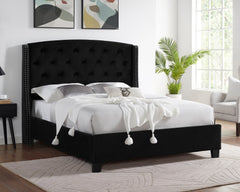 EVA-King Bed-Black<h4><b>Eva - King Headboard, Footboard - Black</b></h4> <table width="100%"><colgroup><col style="width: 30%"> <col style="width: 70%"> </colgroup> <tbody> <tr> <td>Dimensions</td> <td> 85.50"L x 87.00"D x 56.00"H</td> </tr> <tr> <td>Wei