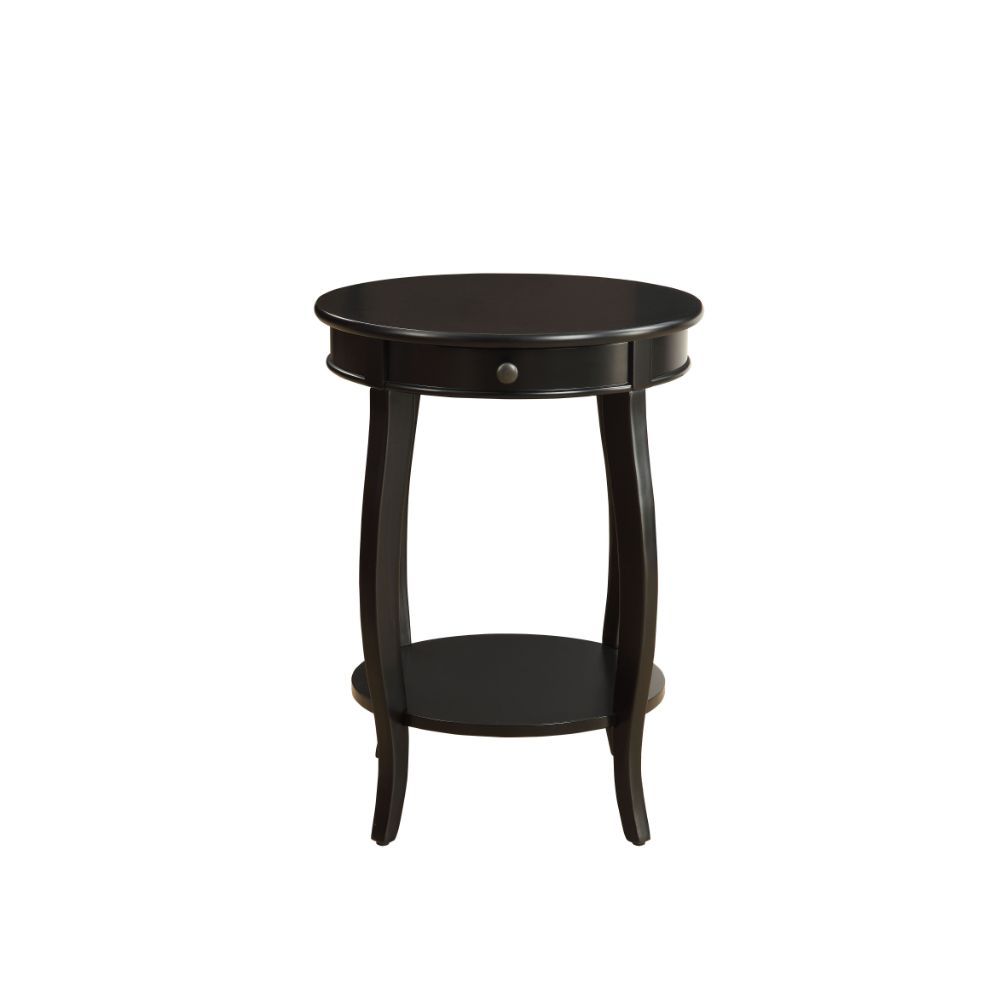 Add a little storage to your living room with this Alysa side table, which is designed to have lower storage and a small drawer for remotes or other items. The transitional silhouette in a black finish brings style and function at arms length. This table 