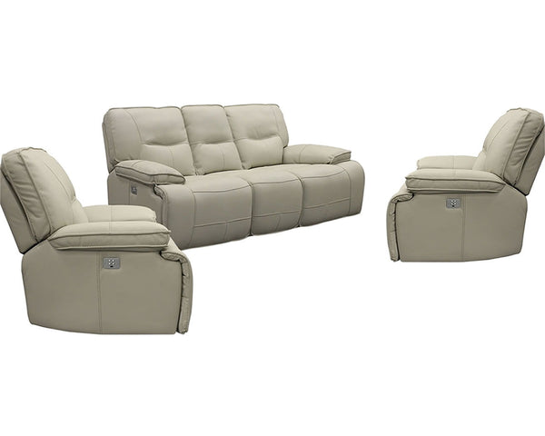 Spartacus - Power Reclining Sofa And 2 Recliners - Oyster