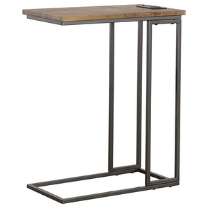 Rudy - C-Shaped Side Table With Power Outlet - Antique Brown