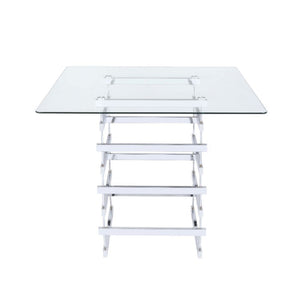  creating different patterns from all views. Contrasting with the 42-" square glass top