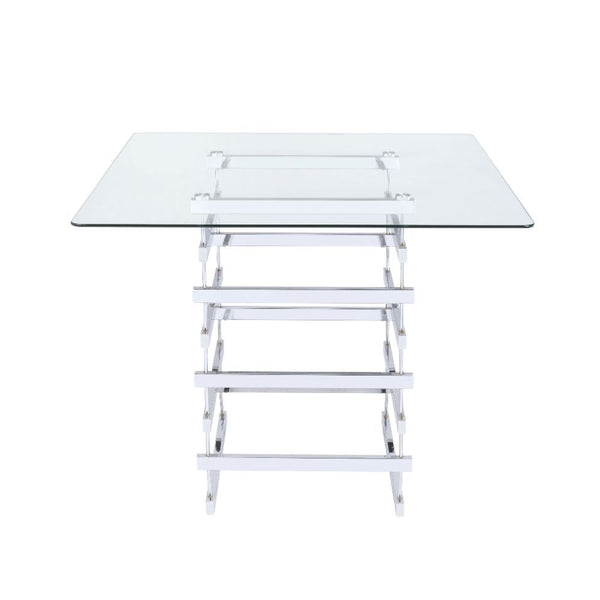  creating different patterns from all views. Contrasting with the 42-" square glass top