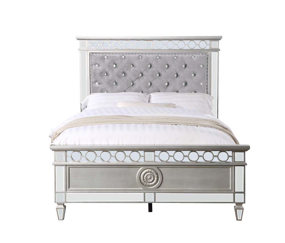 Make your preteen feel like royalty with the Varian bed. The bed-'s headboard is upholstered in luxurious burgundy velvet that adds depth, while the crystal-like button tufting adds dimension, and the nailhead trim perfectly finishes the headboard. The si
