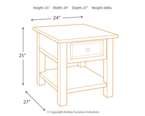 Tyler Creek - Grayish Brown / Black - Rectangular End Table