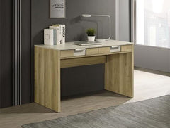 Transform your workspace with this elegantly designed solution, where modern functionality meets timeless style. Featuring a sleek, two-tone finish with a light woodgrain base and a crisp, contrasting surface, this versatile workstation enhances any home 