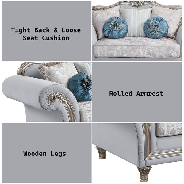 Pelumi - Loveseat - Light Gray Linen & Platinum - Finish