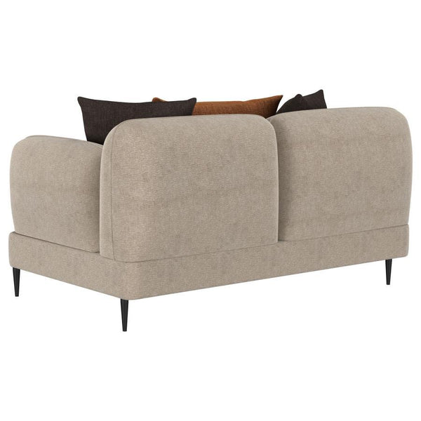 Jade - Chenille Upholstered Sculpted Track Arm Loveseat - Latte