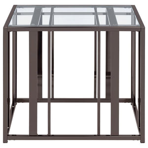 Adri - Rectangular Glass Top Side End Table - Black Nickel