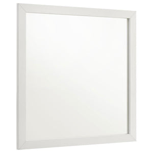 With a fresh look and minimalist design, this dresser mirror creates a versatile look perfect for a modern bedroom ensemble. A rectangular silhouette makes its mark with both functionality and a chic yet basic design. Framing consists of MDF and melamine,