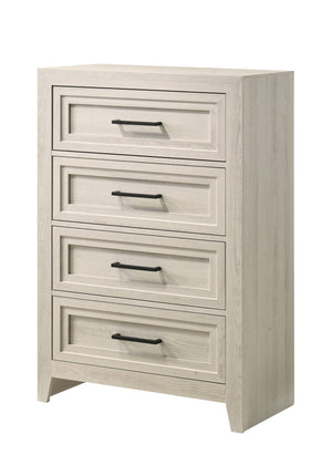 Elevate your bedroom with this elegantly designed furniture collection, blending contemporary sophistication with timeless charm. The soft, light wood finish exudes a sense of tranquility, while the intricate panel detailing adds a touch of refined crafts