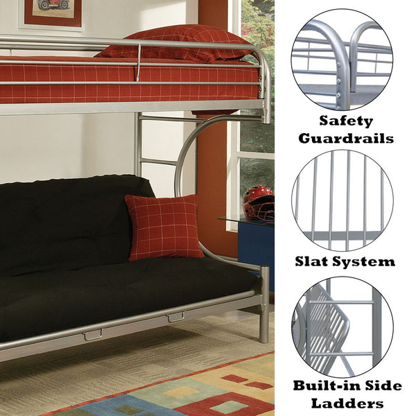 Eclipse - Twin Over Full Over Futon Bunk Bed - Silver