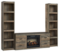 Entertain a rugged yet refined sense of style with this entertainment center. Its rustic finish and plank-style details pay homage to reclaimed barn wood, while nailhead accent trim infuses a touch of industrial cool. Ultra-clean lines ensure a look that 