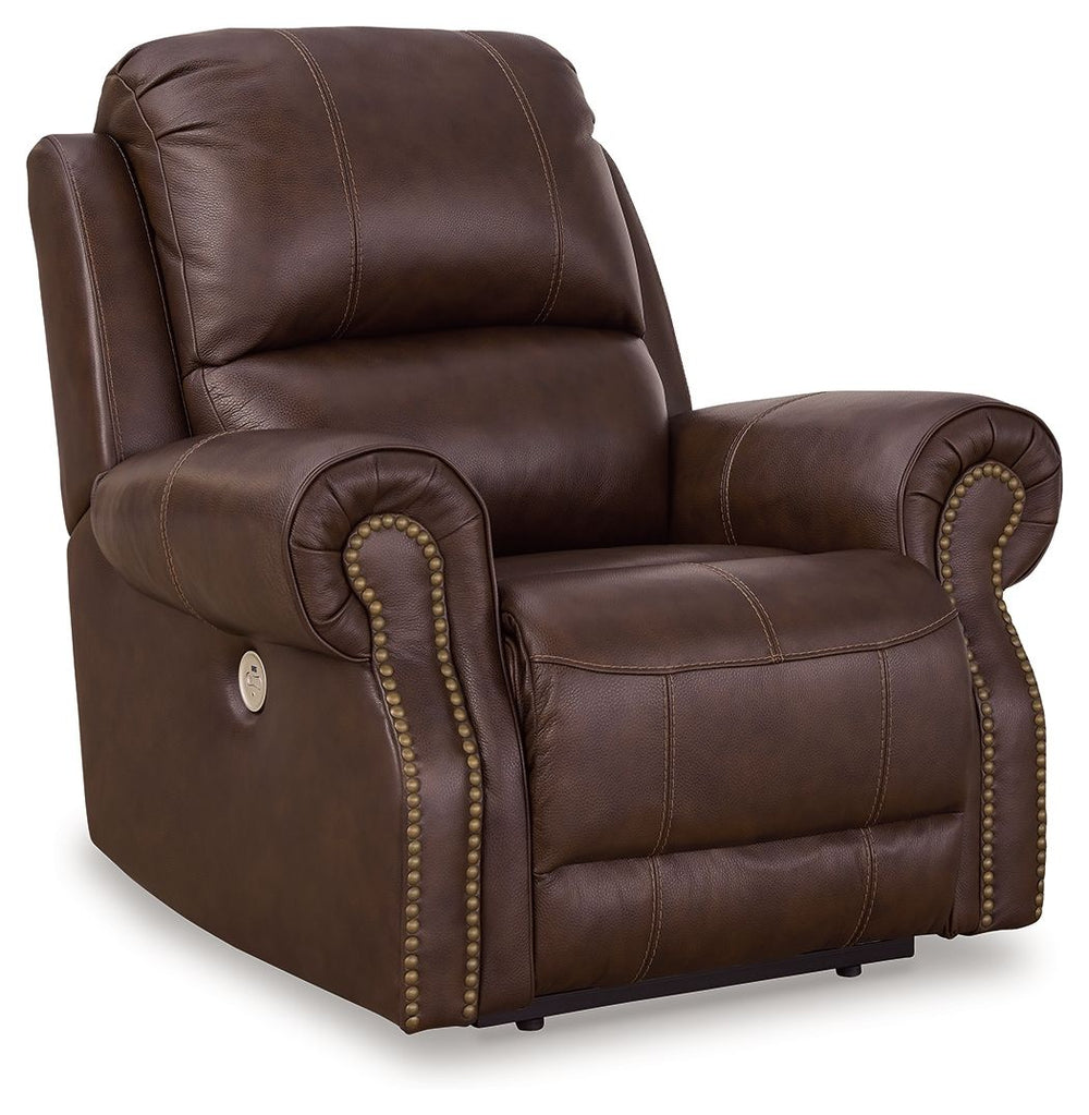This is just where you should be when itâ€™s time to downshift for the day. Loaded with relaxation and streamlined for high style, this power recliner cradles you from head to toe. You can easily control its reclining function with the touch of a button, 