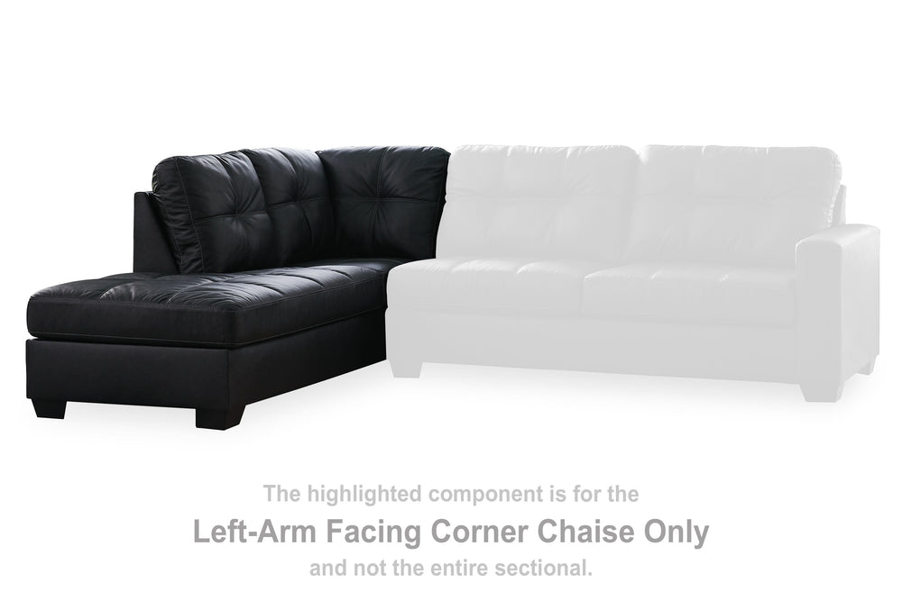 This left-arm facing corner chaise is made with faux leather upholstery. Pairs with other items in the series to make a sectional.<br><br><b>Additional Dimensions</b><br><ul><li>Seat depth: 73-"</li><li>Seat height: 20-"</li><li>Top of cushion to top of b