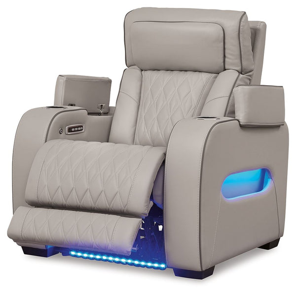 Boyington - Gray - Power Recliner/Adj Headrest