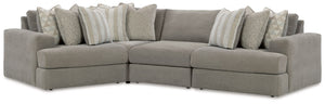 The casual, low-slung shape of this sectional makes it fully lounge-ready. Its deep seating invites you to sink right in, with bold beveled block arms that are softened by bullnose â€œwaterfallâ€ cushions. Best of all, the modular design lets you stage t