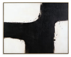 Add visual depth to your decor with this wall art. Reserved in design, this abstract piece grounds your space with posh poise in shades of black, white and tan. Use it to make a solo statement or as the contemporary centerpiece of your gallery wall.<br/><
