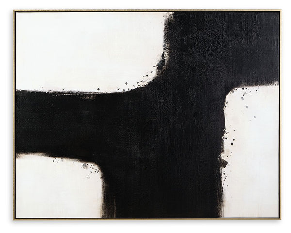 Add visual depth to your decor with this wall art. Reserved in design, this abstract piece grounds your space with posh poise in shades of black, white and tan. Use it to make a solo statement or as the contemporary centerpiece of your gallery wall.<br/><