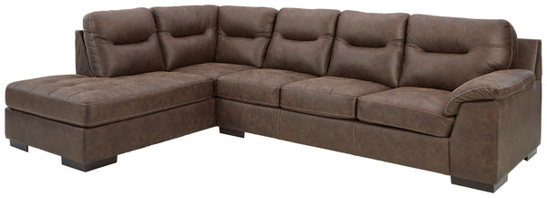  make yourself comfortable with this alluring walnut brown sectional. Designed to look like the real thing