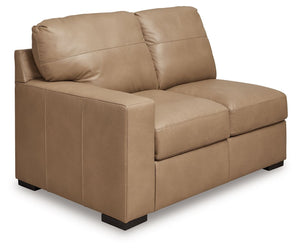 This left-arm facing loveseat is made with a combination of 100% top grain leather and faux leather upholstery. Pairs with other items in the series to make a sectional.<br><br><b>Additional Dimensions</b><br><ul><li>Arm height: 26-"</li><li>Seat depth: 2