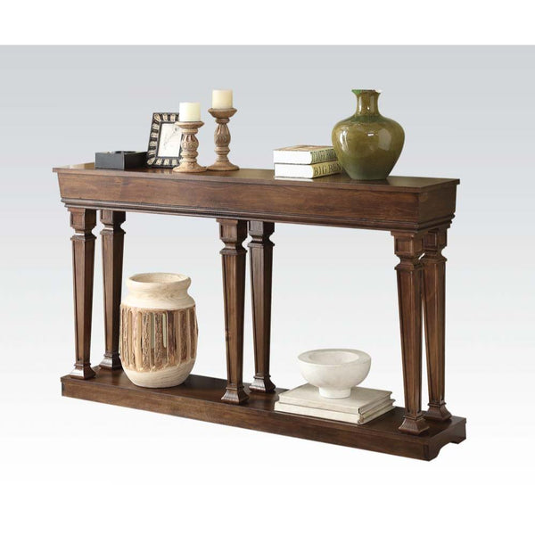 If you-'re seeking an occasional table with aÂ streamlined presence, the GarrisonÂ sofa table will be the perfect piece to pick. The table fits nicely in the entry or living room. A solid wood frame with the warm oak finish blends easily in any living spa