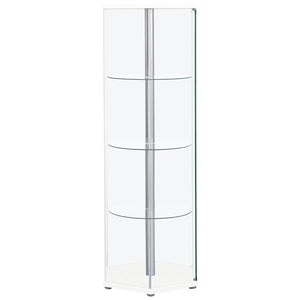 Zahavah - 4-Shelf Hexagonal Clear Glass Curio Cabinet - White