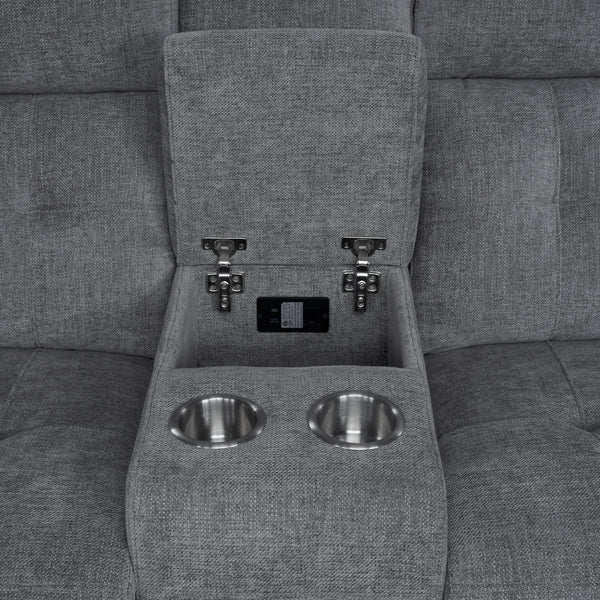 Richland - Bristol Grey 6 Piece Modular Power Reclining Sectional with Power Adjustable Headrests