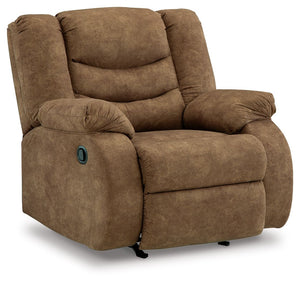  this set is a star in social spaces. Its warm brown faux leather is well-suited for mixing and matching with your existing pieces. Pull tab reclining keeps you and your companions covered