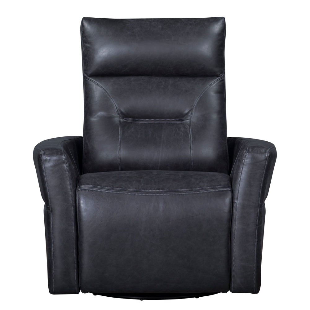 Remmington offers a power recline and an adjustable power headrest for ideal relaxation. It swivels and glides easily and is made from high-quality top-grain leather. Featuring detailed stitching, it presents a polished look. The slightly curved arms prov