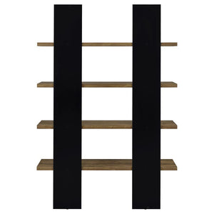 Danbrook - 4-Shelf Bookshelf - Black And Aged Walnut