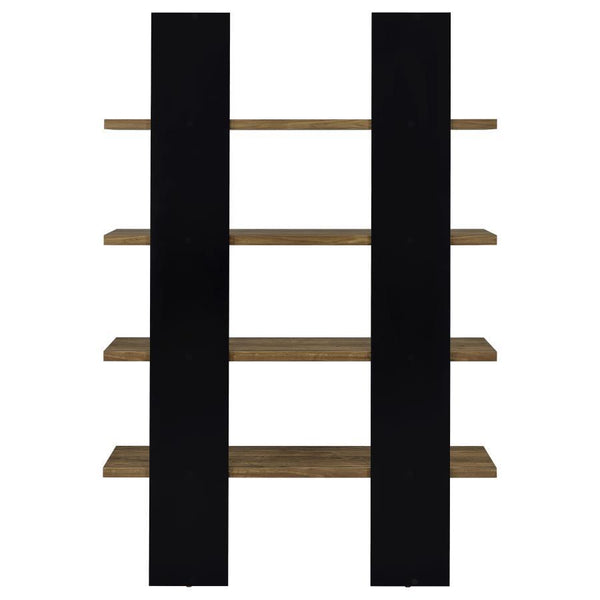 Danbrook - 4-Shelf Bookshelf - Black And Aged Walnut