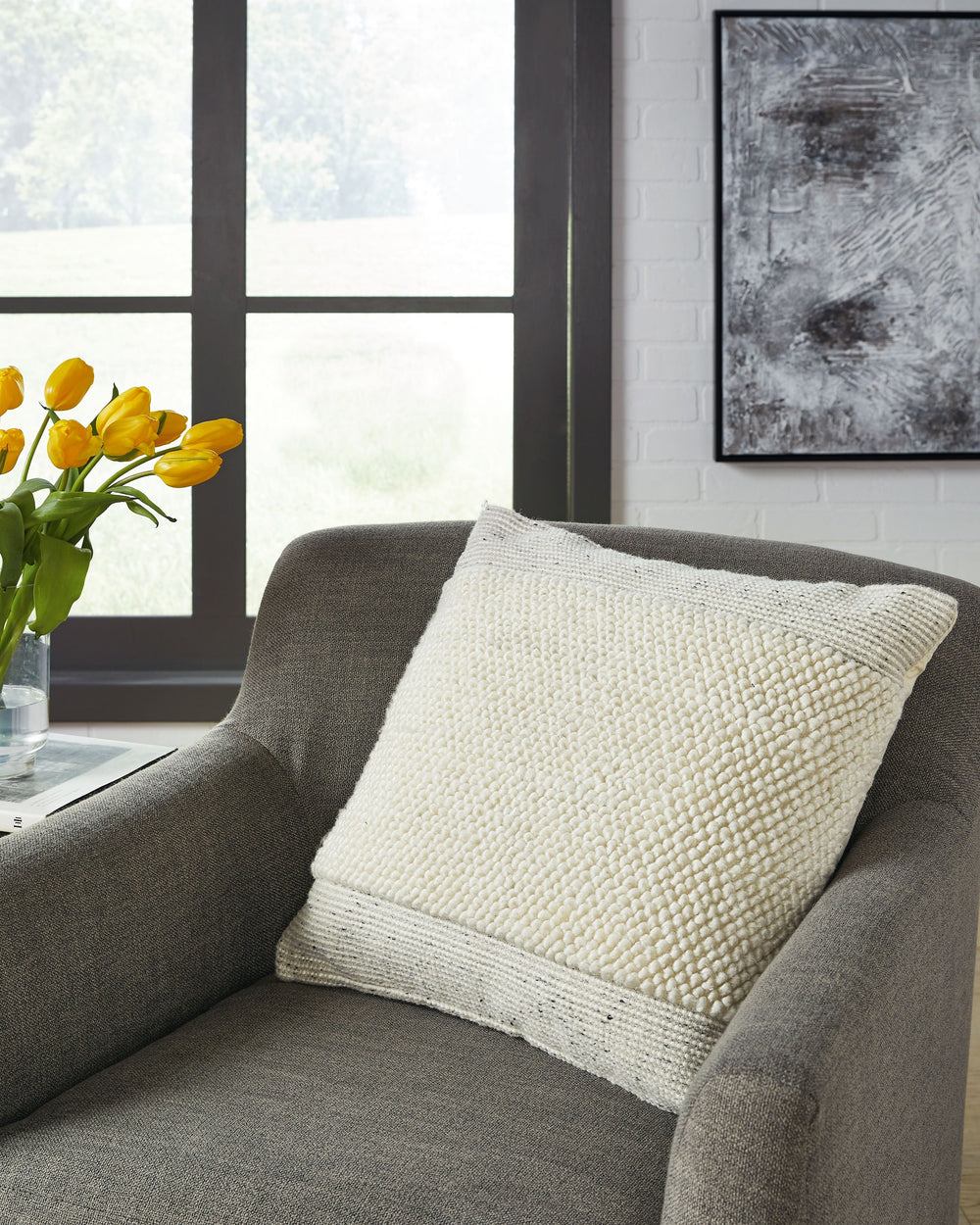 Irresistibly touchable, this decadent pillow isn-'t afraid to be the center of attention. Delightful visual contrast is created by a big and bold stripe. What a wonderful way to bring textural interest to a space.<br/><br/><b>Product Features</b><ul><li>F