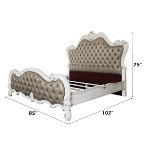 Versailles II - California King Bed - Vintage Gray Vintage Gray PU & Bone White Finsih