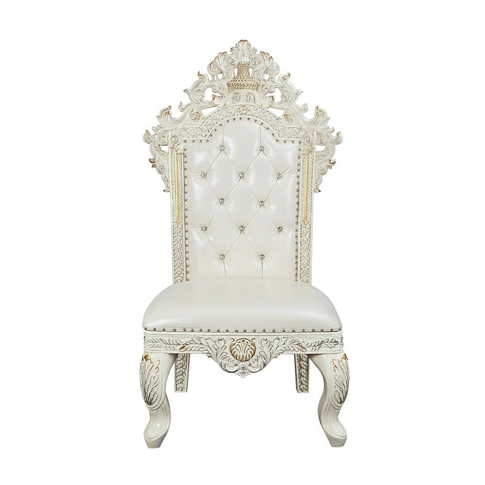 Exuding elegance and refinement, the Adara dining table is designed after the elaborate Rococo style. The single pedestal base is elaborate and commands the attention of everyone. Leave guests stunned with its beauty. Floral and leaf motives make up the c