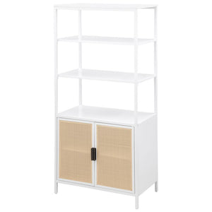 Amherst - 3-Shelf Radio Weave Cane Metal Accent Cabinet - White