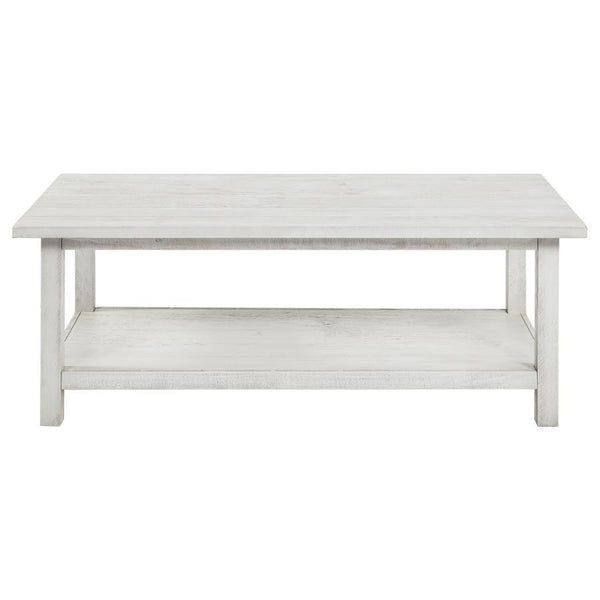  ensures durability while exuding a warm rustic charm. Its open lower shelf keeps d