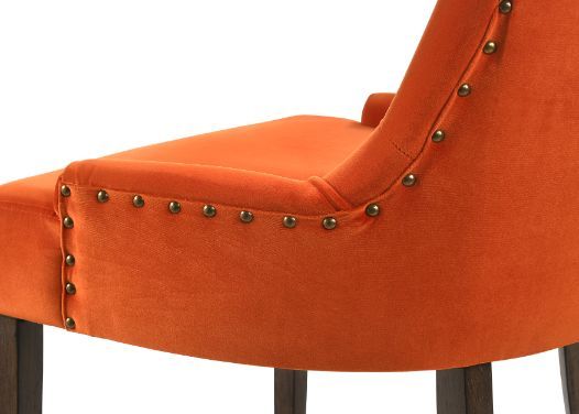 Farren - Side Chair (Set of 2) - Orange Velvet & Weathered Oak