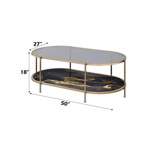 Fiorella - Coffee Table - Black Marble Print Champagne